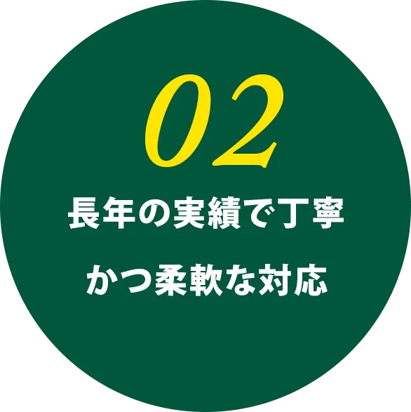 長年の実績で丁寧かつ柔軟な対応